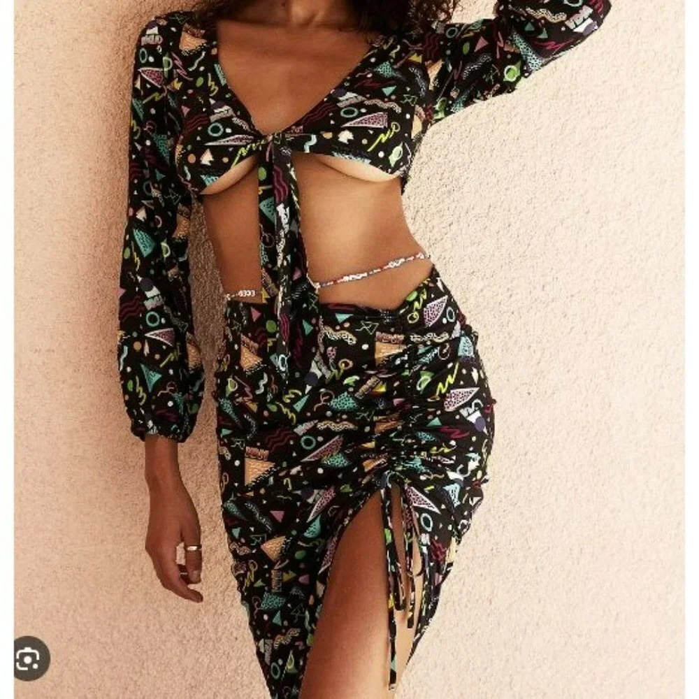 VDM The Label Stassie Graffitti Bikini Skirt ‎ Small Revolve